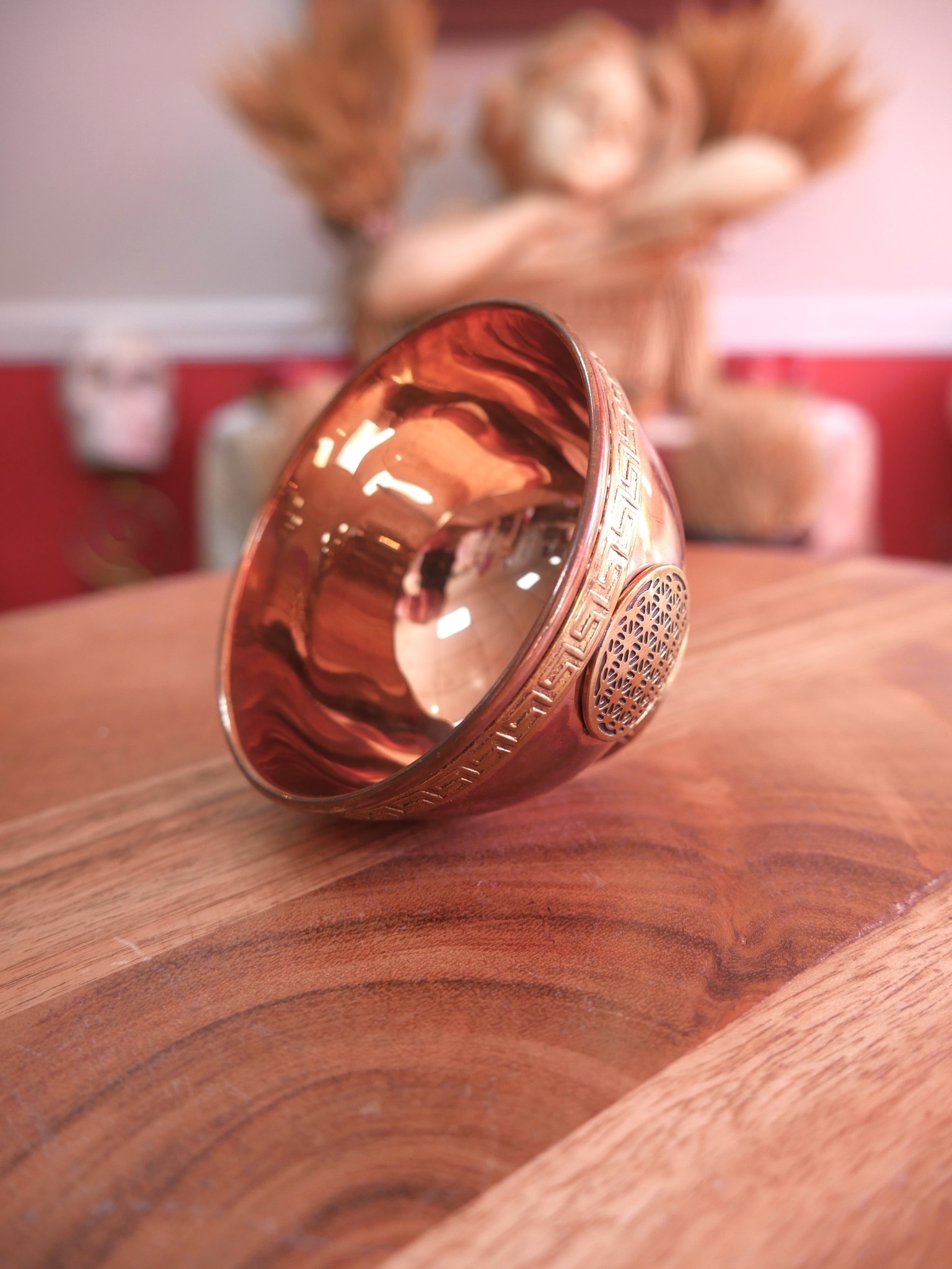 Flower of Life Symbol Copper Offering Bowl 3"D