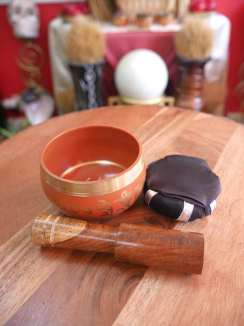 Orange Tibetan Singing Bowl 3"D