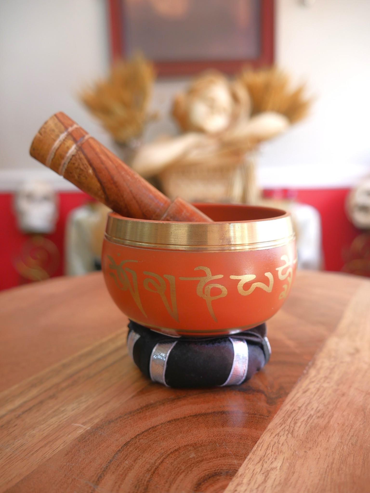 Orange Tibetan Singing Bowl 3"D