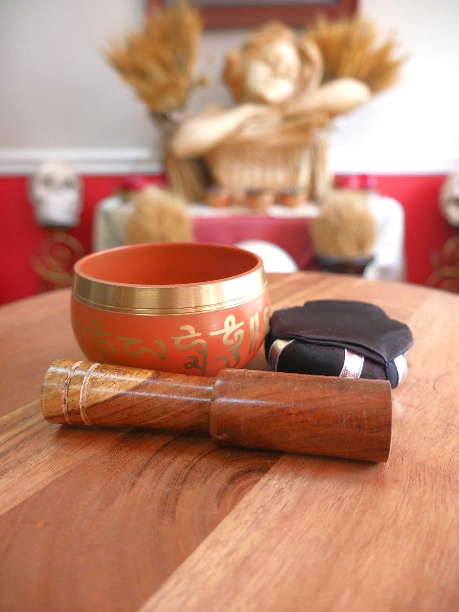 Orange Tibetan Singing Bowl 3"D