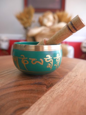 Green Tibetan Singing Bowl 3"D