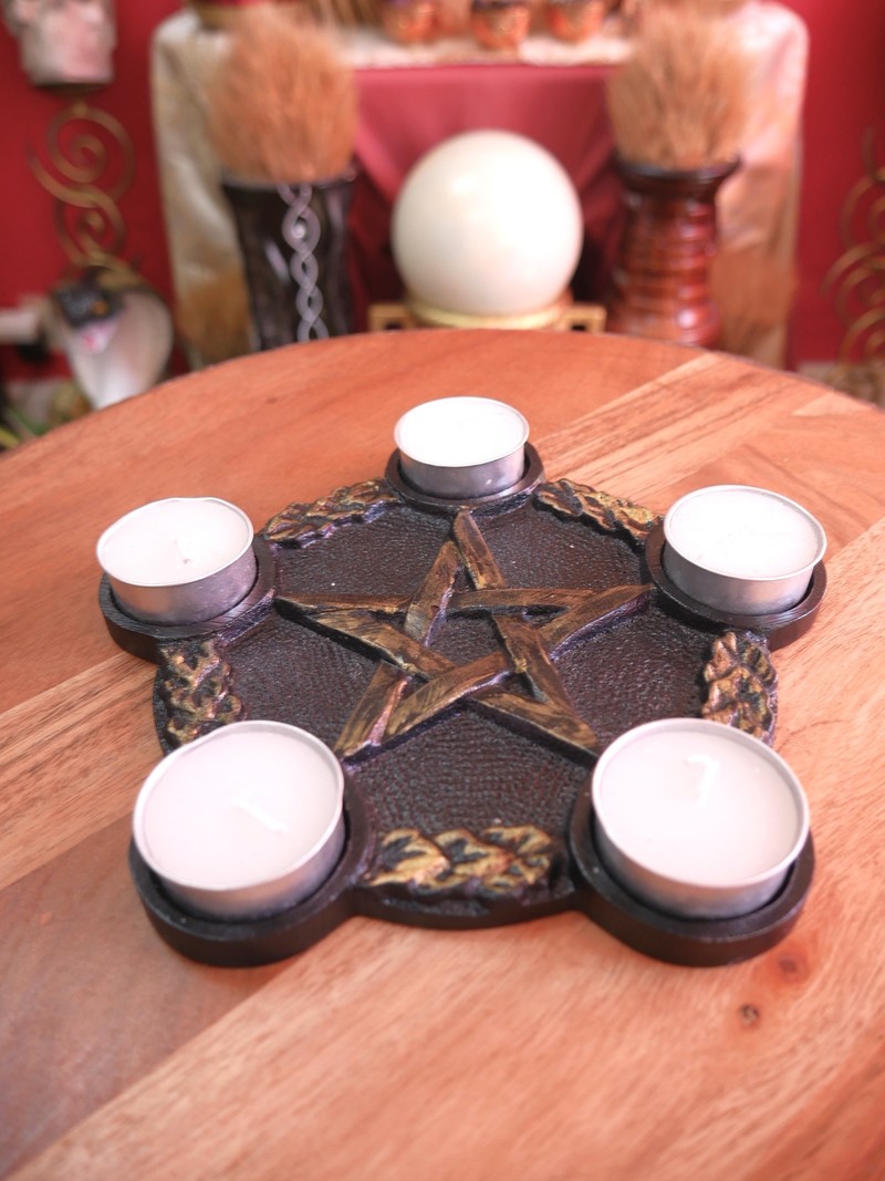 Pentagram Candle Holder/Altar Tile 7"