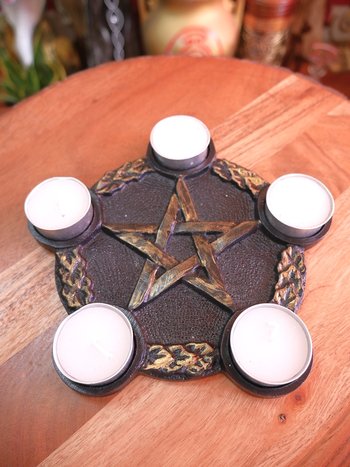 Pentagram Candle Holder/Altar Tile 7"