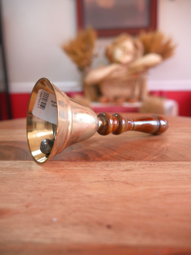 Brass Bell with Wooden Handle 5.5''