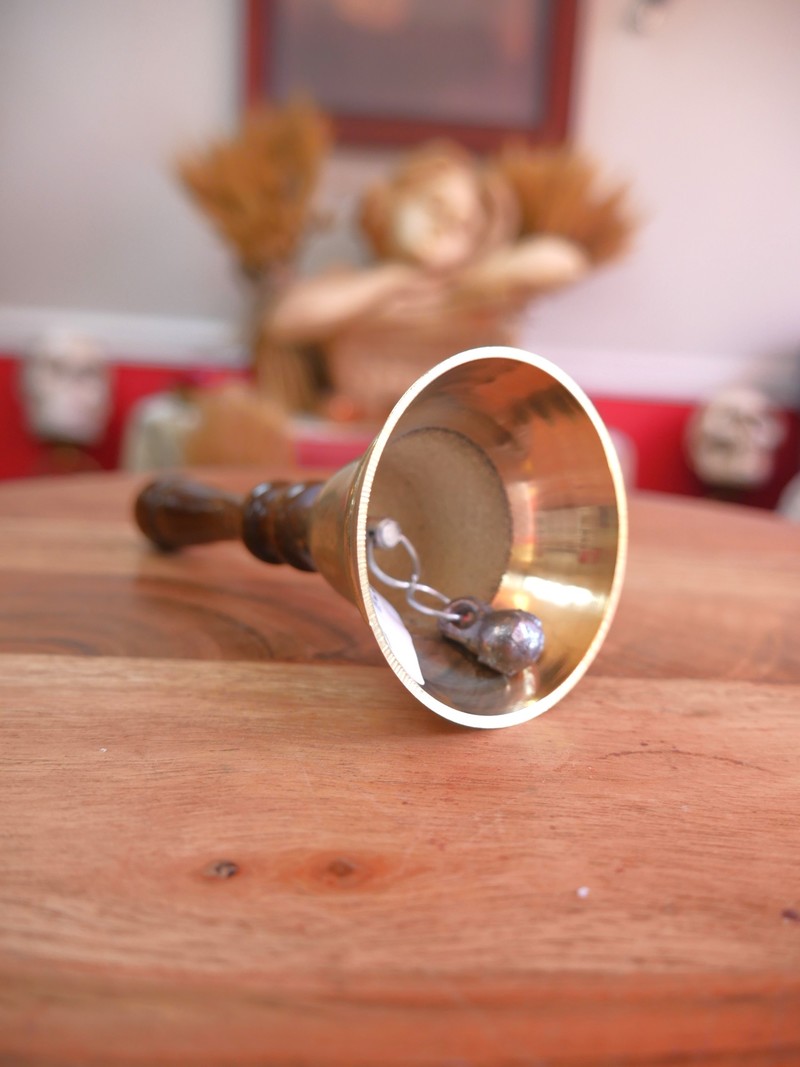 Brass Bell with Wooden Handle 5.5''