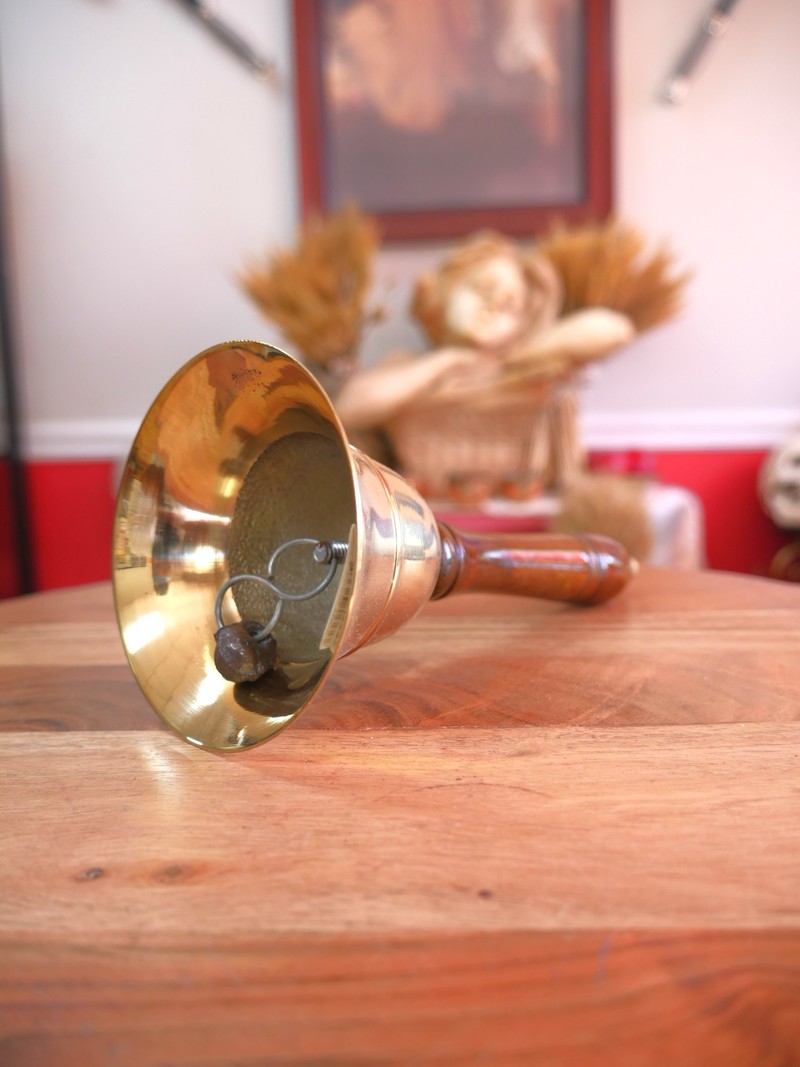 Brass Bell with Wooden Handle 8''