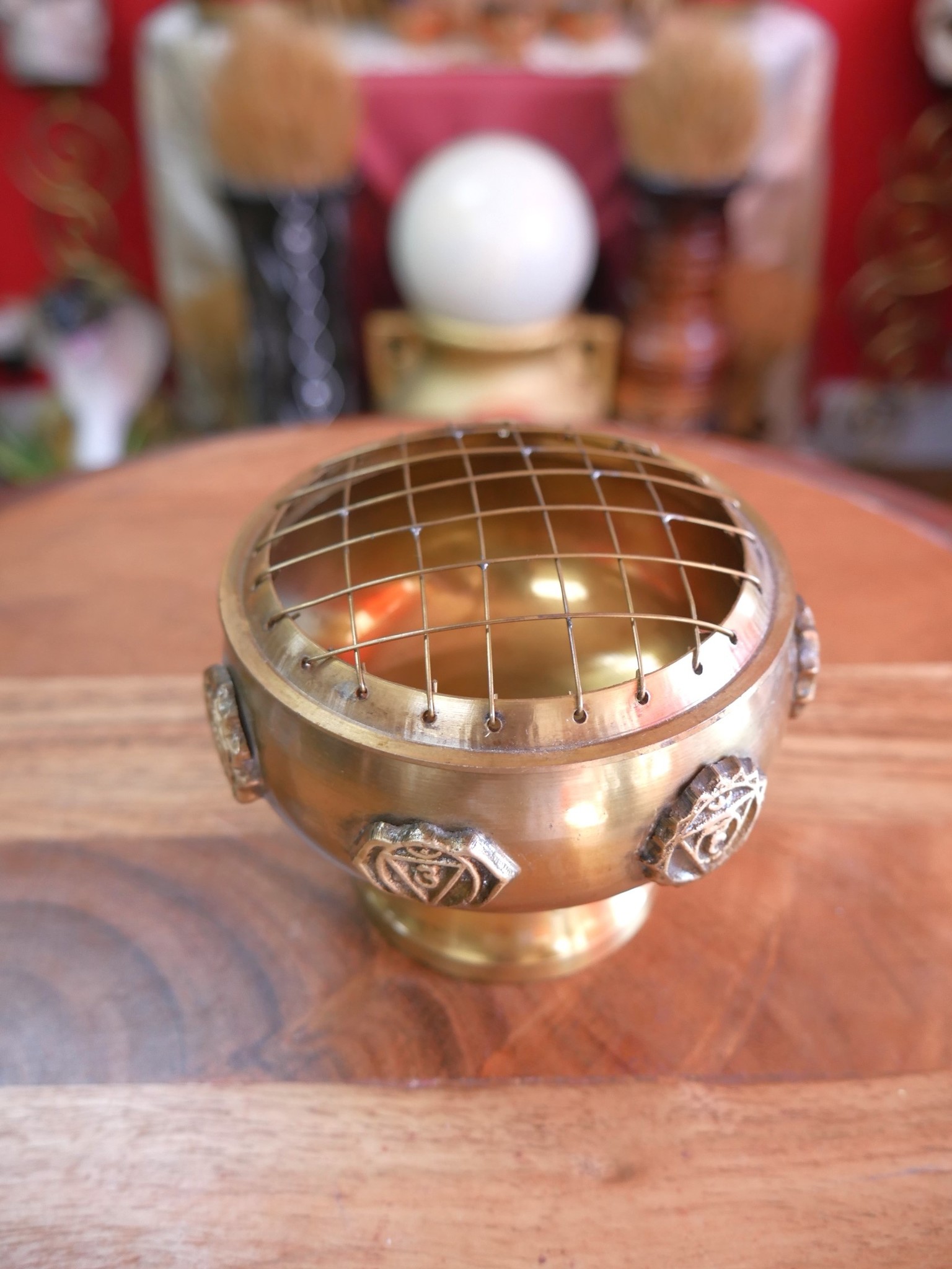 Seven Chakra Solid Brass Screen Charcoal Burner