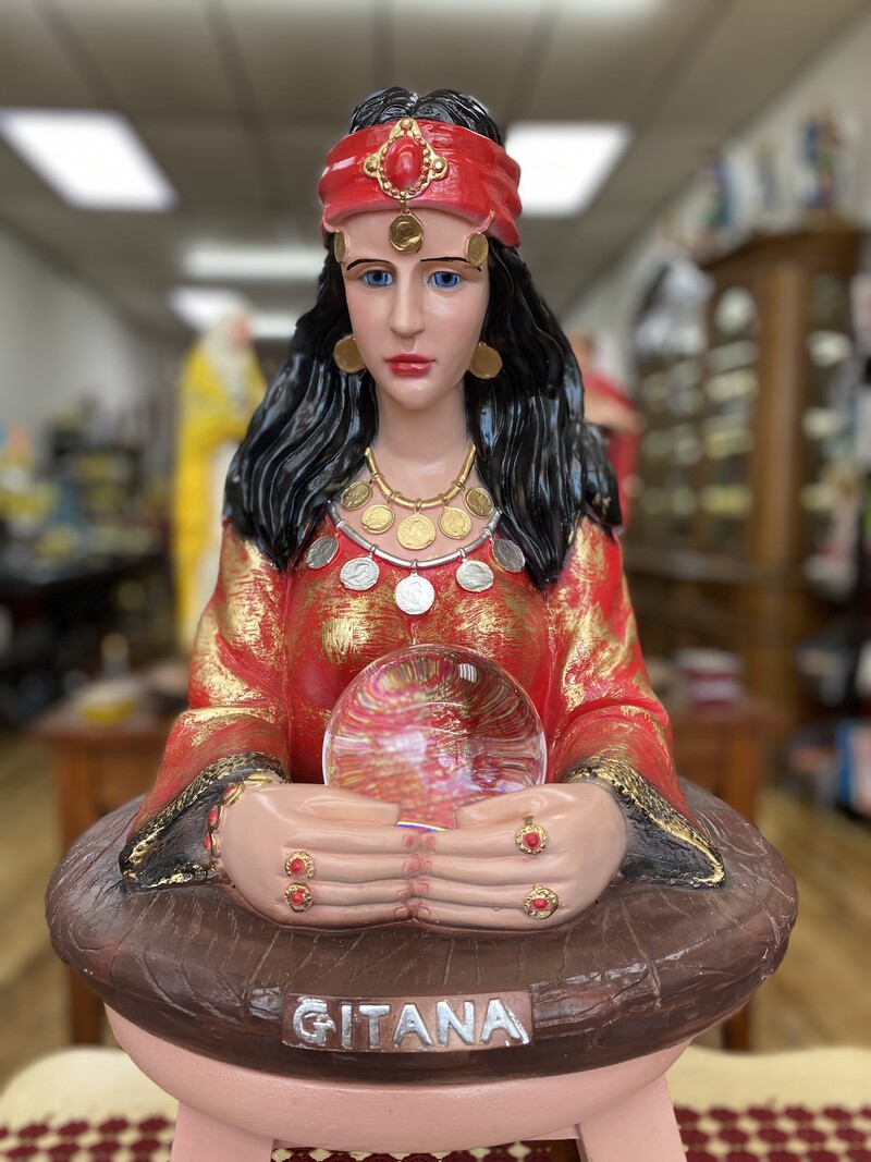 Red Fortune Teller Gypsy Bust 18" Statue (Gitana)