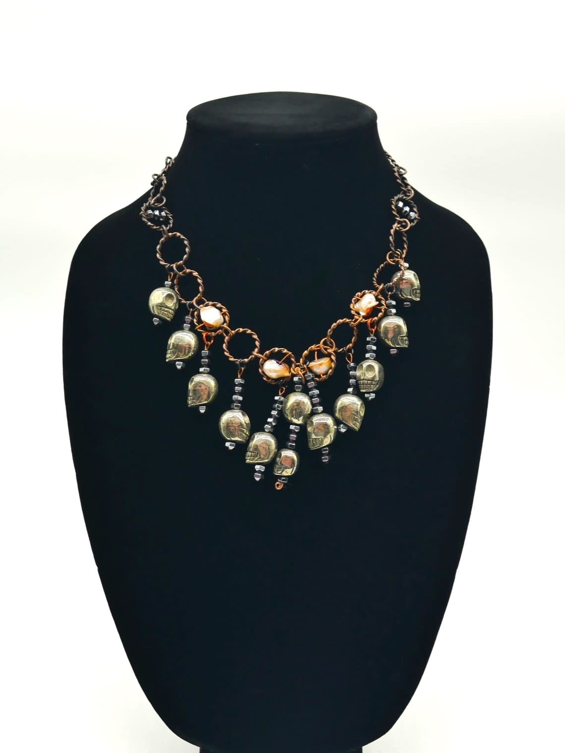 Pyrite Skull Necklace