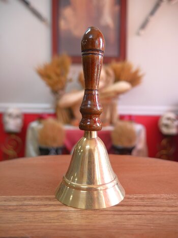 Brass Bell with Brown Handle 6.5"