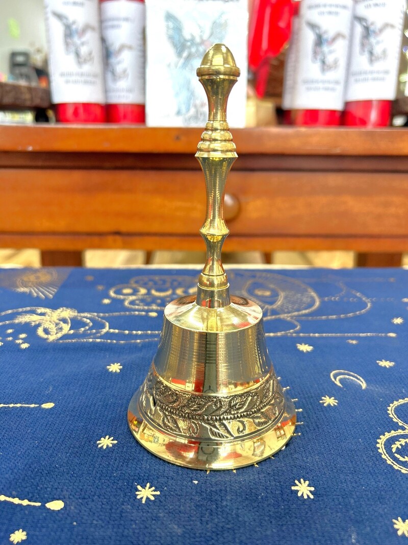 Brass Bell with Leafy Branch decoration 6"