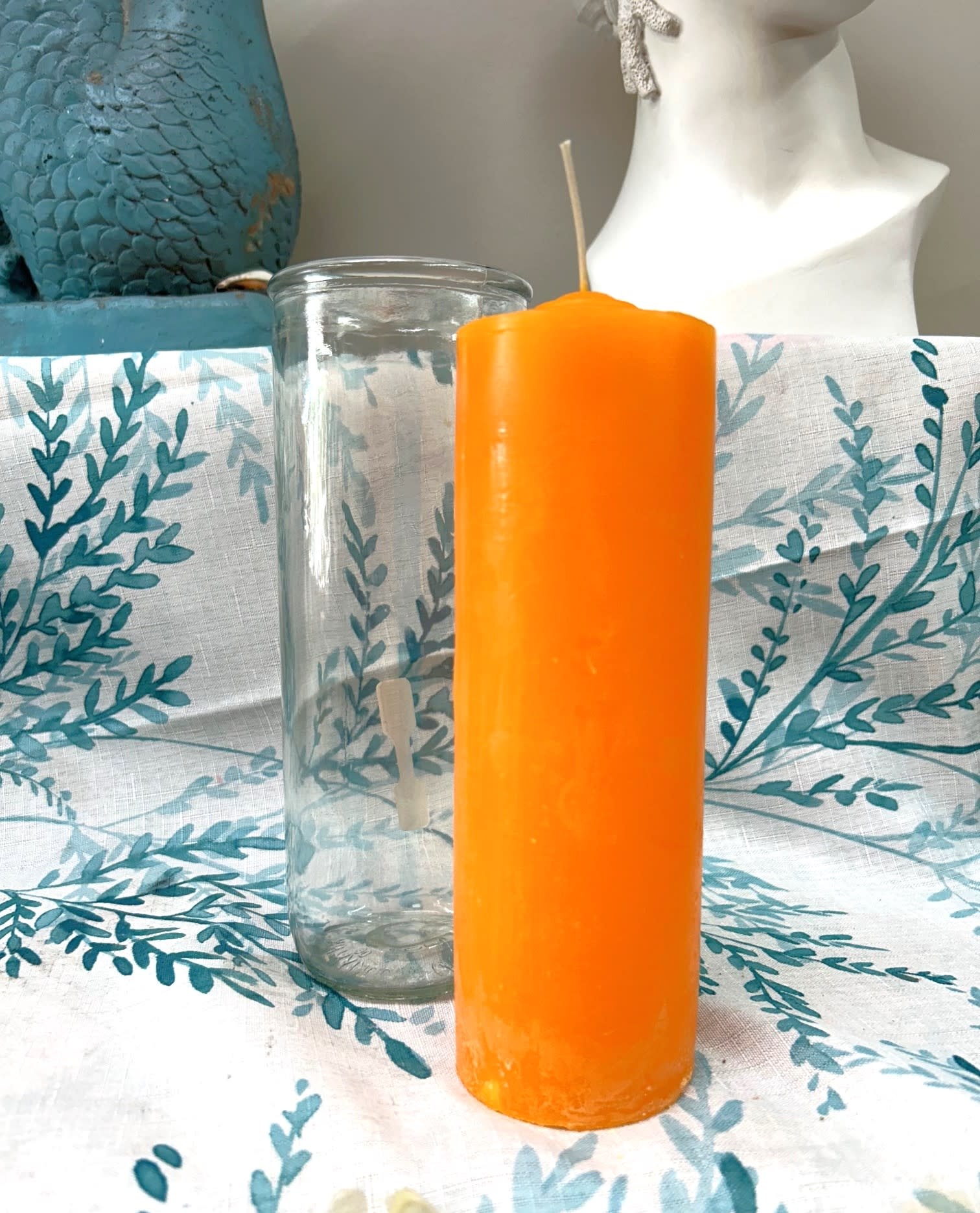 7" Pillar Pullout Candle Orange