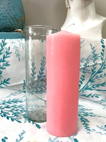 7" Pillar Pullout Candle Pink