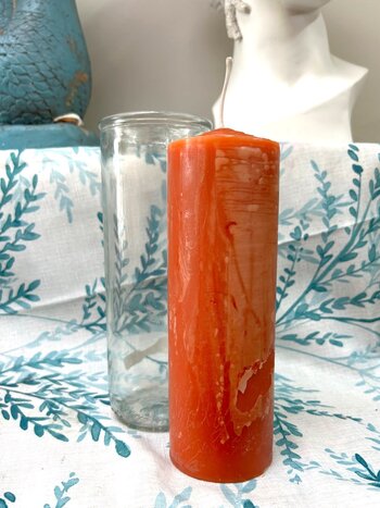 7" Pillar Pullout Candle Brown