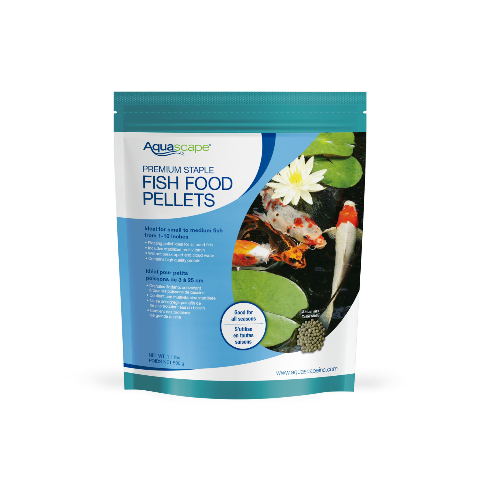 Aquascape Premium Staple Fish Food Pellets - Small Pellets - 1.1 lbs / 500 g