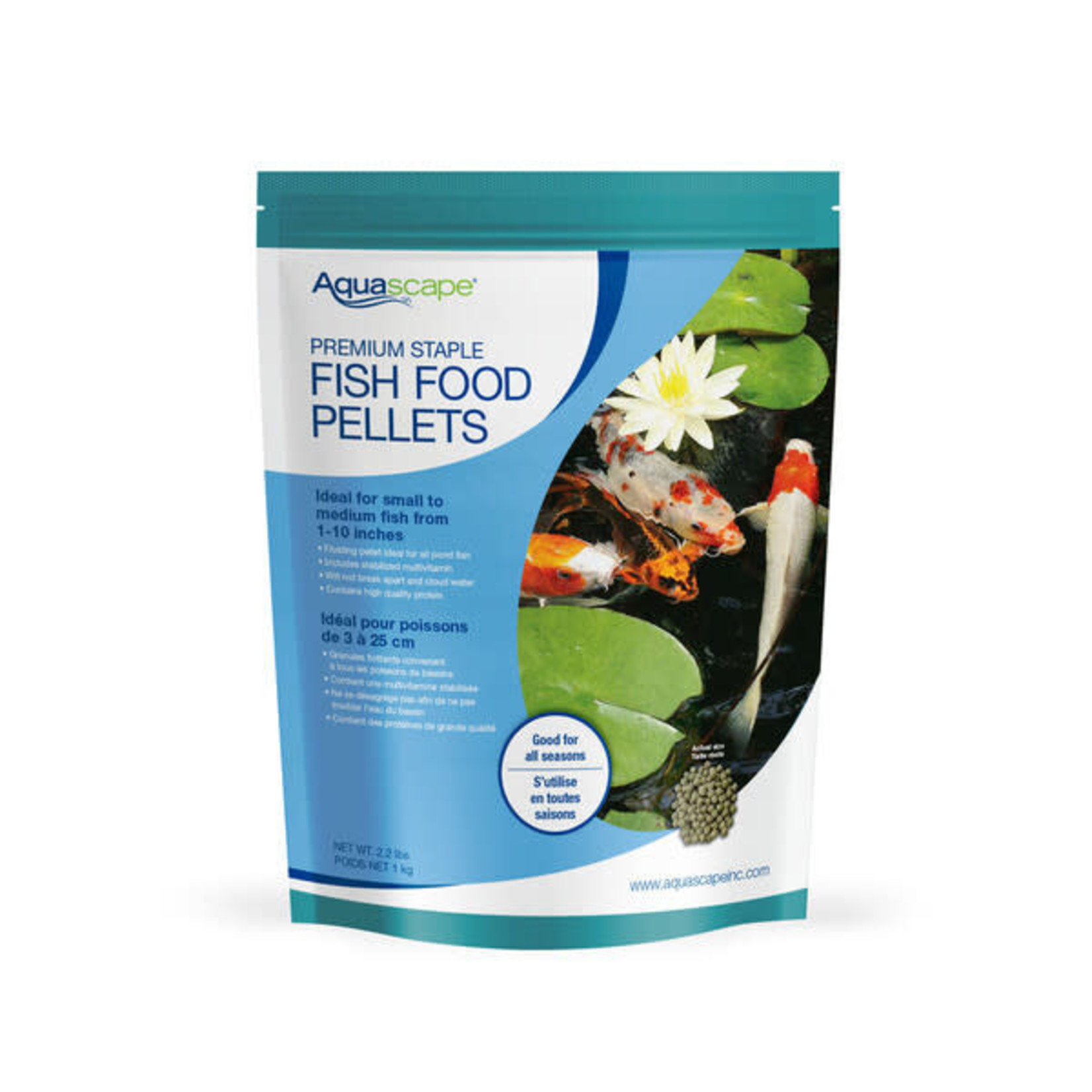Aquascape Premium Staple Fish Food Pellets - Small Pellets - 2.2 lbs / 1 kg