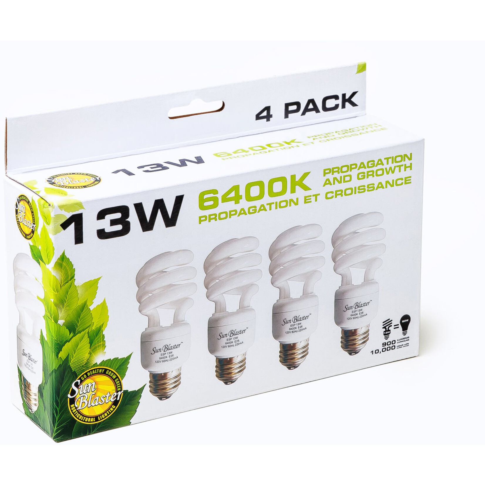 Sunblaster 13W SunBlaster CFL 6400K Grow Light Bulbs - 4 per pack