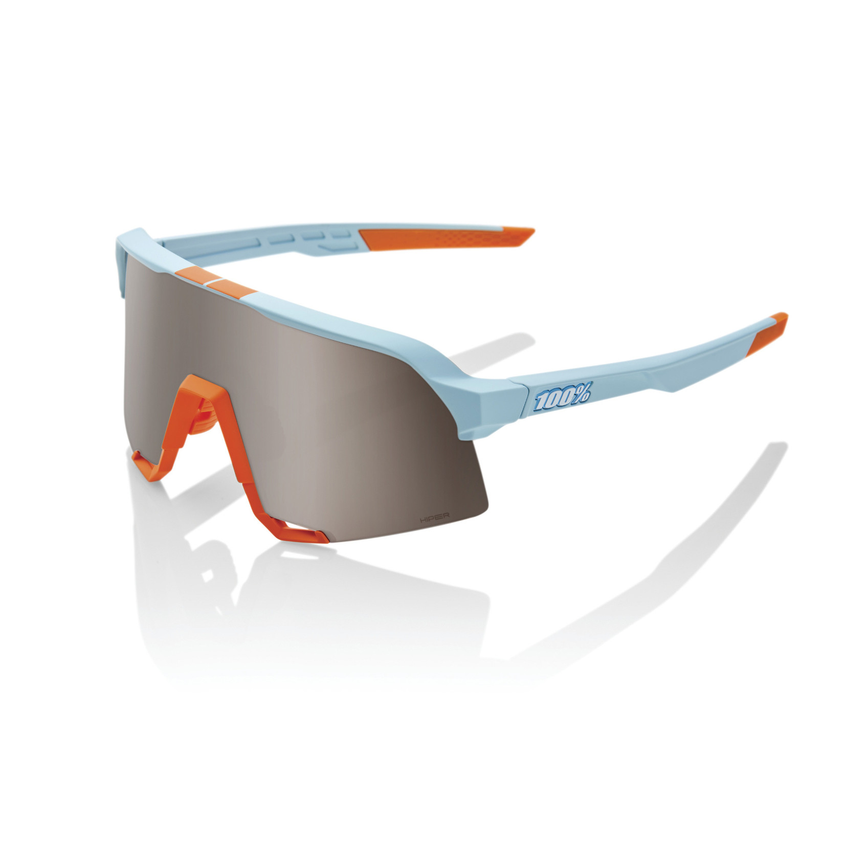 100% S3 Sunglasses, Soft Tact Two Tone frame - HiPER Silver Mirror Lens