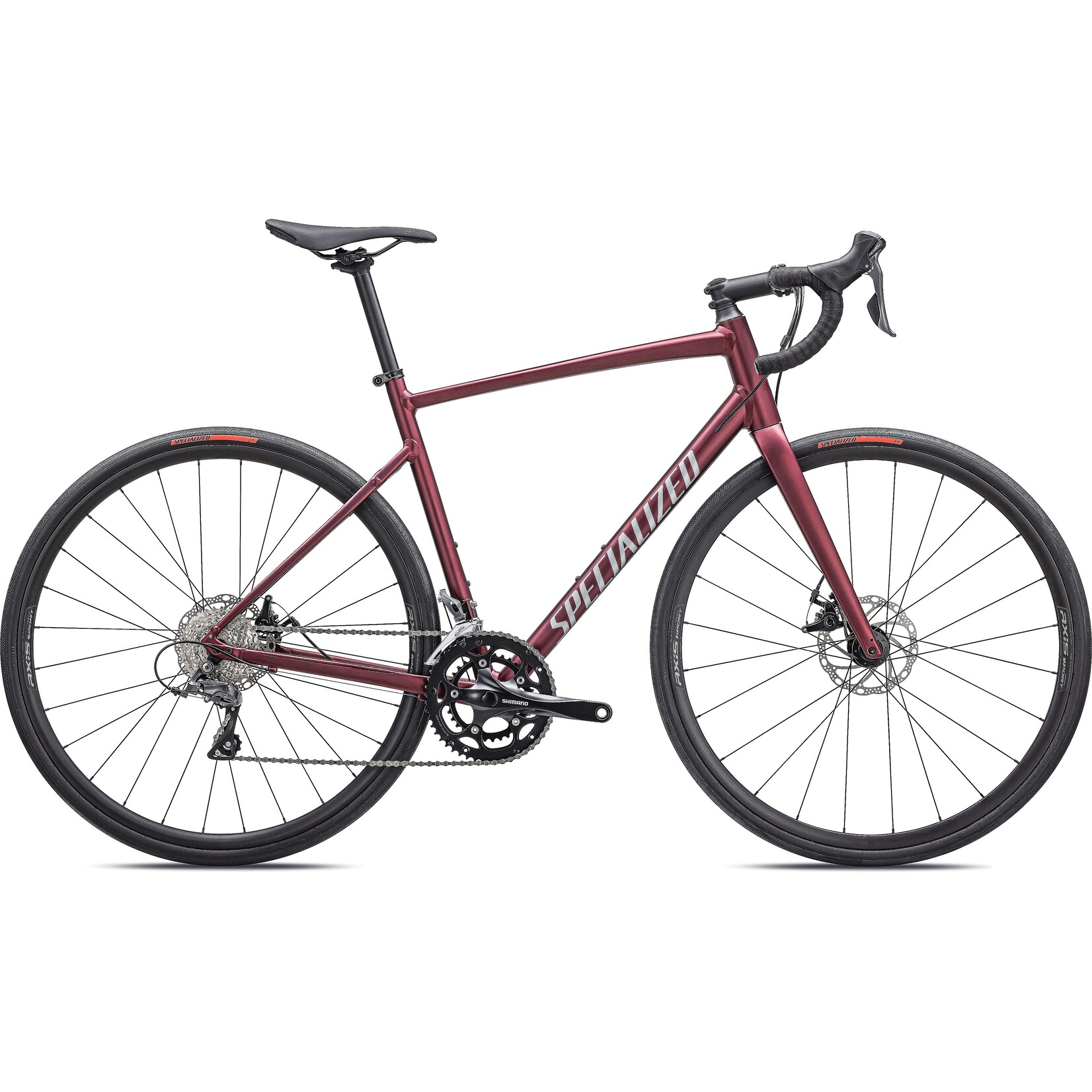 Specialized Allez in Satin Maroon/Silver Dust/Flo Red