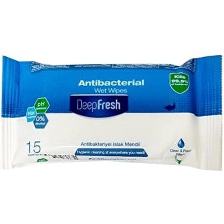 Antibacterial Wet Wipes 15ct Travel Pack