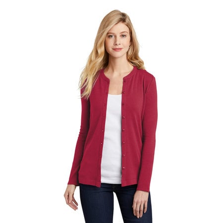 Ladies Button Front Cardigan Red