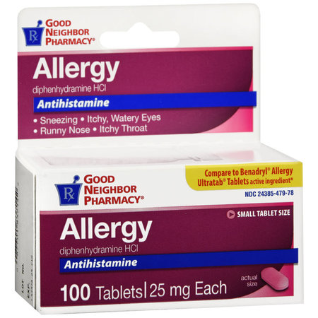 Diphenhydramine Antihistamine 25mg (Benadryl Allergy UltraTab) 100 ct