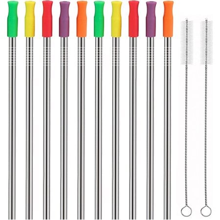 Stainless Steel Straw with Silicone Tip 10.5"