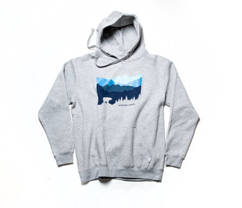 Bear Mountains Silhouette (Blue) - Grey Hoody - Whis, Can