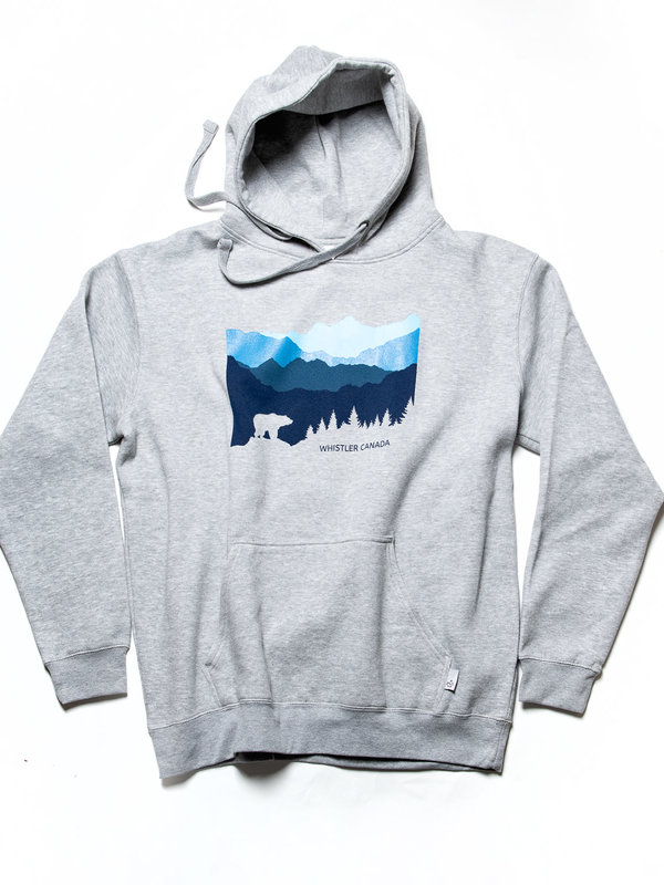 Bear Mountains Silhouette (Blue) - Grey Hoody - Whis, Can