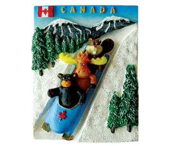 3D Polyresin Magnet - Cartoon Bobsleigh