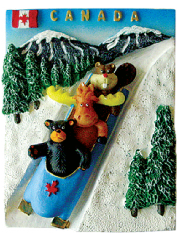 3D Polyresin Magnet - Cartoon Bobsleigh