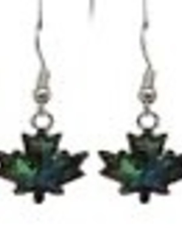 Earrings - Abalone Maple Leaf