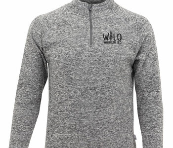 Sweater- LFQ  - Grey Flecked 1/4 Zip - Emb. Wild L/C - Whistler BC