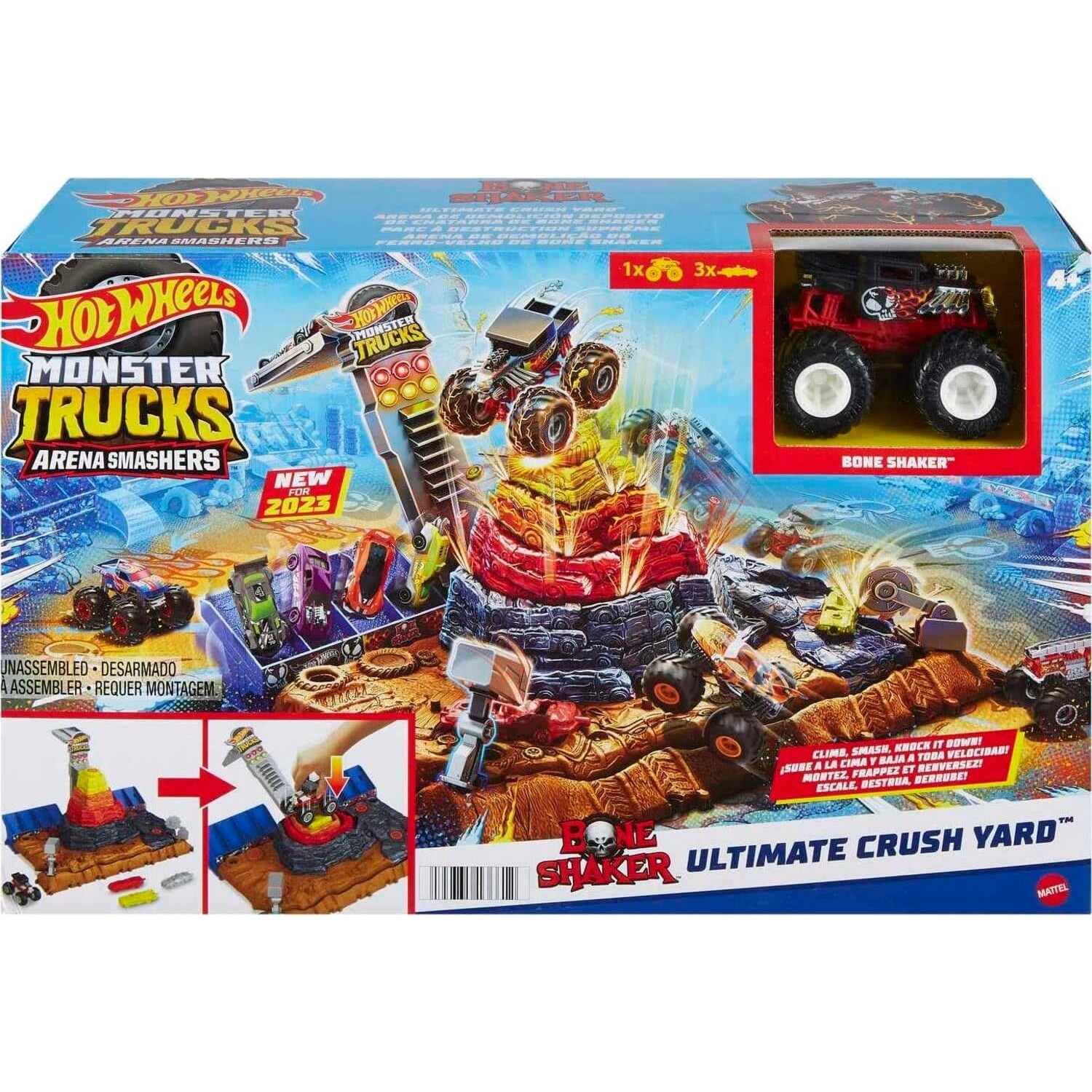 Hot Wheels Monster Trucks Arena Smashers & Truck Set w/2 Free Diecast Cars!