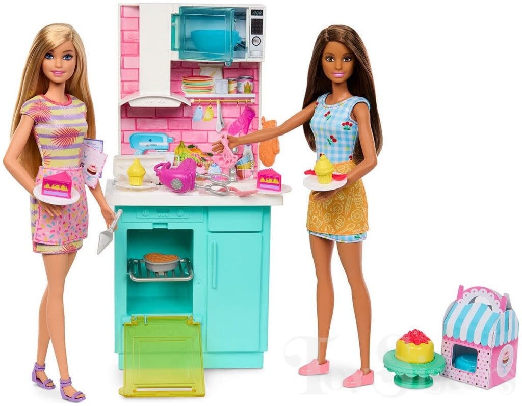 Barbie Celebration Fun Baking Party Play Set with 2 Dolls - Mud Puddle Toys