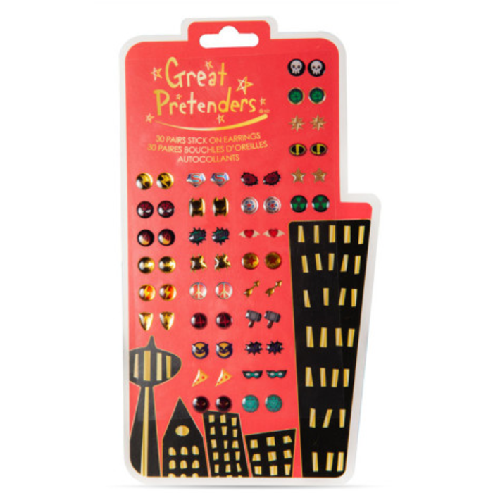 Great Pretenders Superhero Sticker Earrings, 30 Pairs