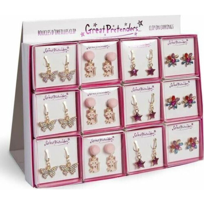 Great Pretenders Clip On Earrings, Assorted, PDQ Display, 24pcs