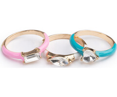 Great Pretenders Boutique Chic Crystal Cool Rings, 3pcs