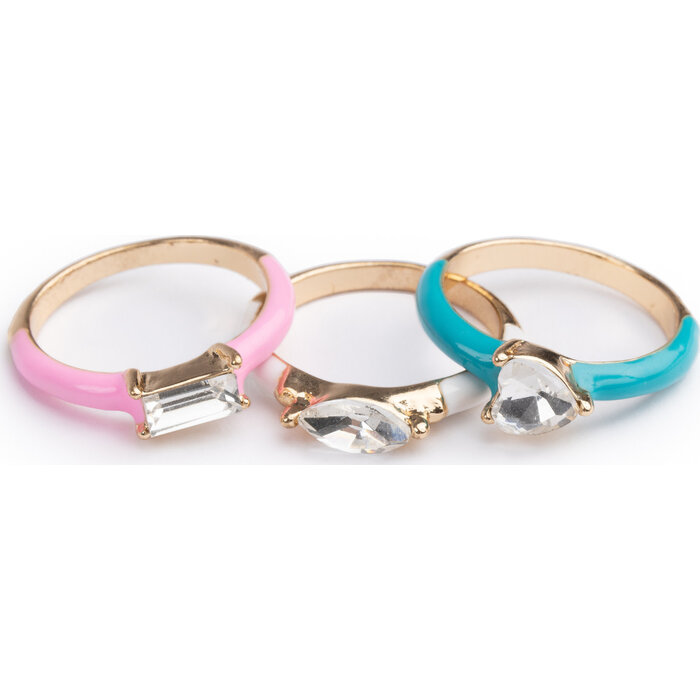 Great Pretenders Boutique Chic Crystal Cool Rings, 3pcs