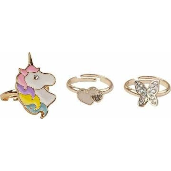 Great Pretenders Boutique Butterfly & Unicorn Ring, 3pcs
