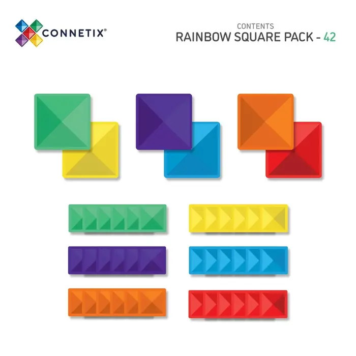Connetix Rainbow Square Pack, 42 Pieces  - CONNETIX