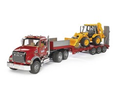 Bruder MACK Granite Truck with Low Loader and JCB Backhoe Loader