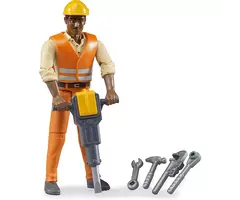 Bruder Construction worker with accessories (blk)