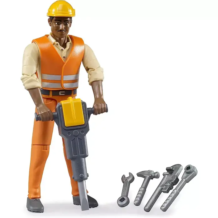 Bruder Construction worker with accessories (blk)