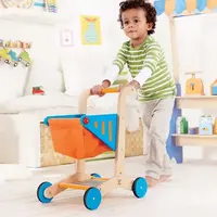 HaPe Hape Wooden Shopping Cart in Orange & Blue, Kids Pretend Play Toy