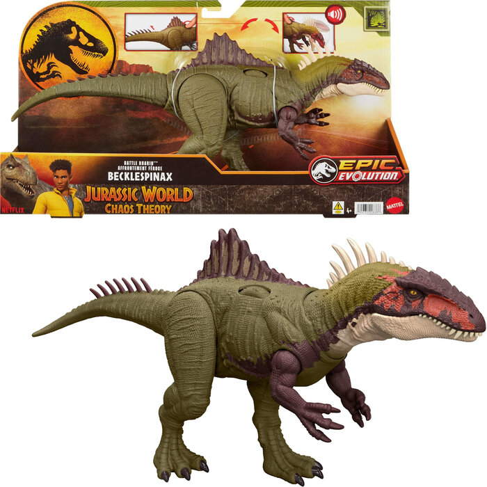 Jurassic World Jurassic World Battle Roarin’ Becklespinax Dinosaur Action Figure Toy, Rampage Strike