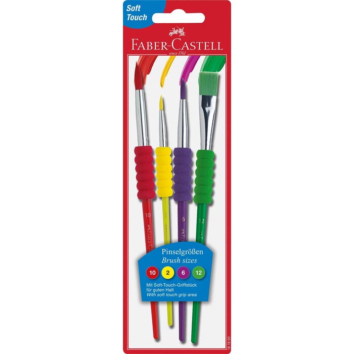 Faber-Castell 4 Pack Soft Grip Brushes