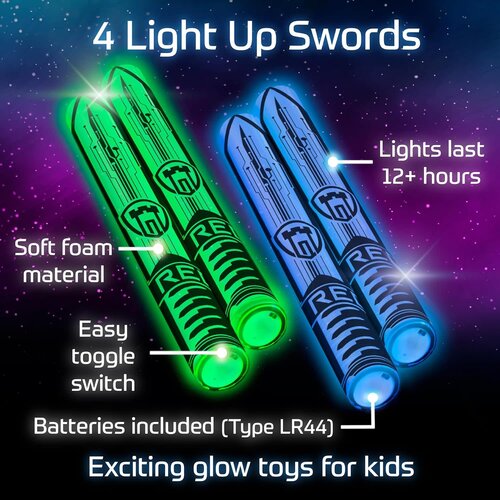 Starlux Games Glowing Foam Toy Swords 4ct expansion – Soft & Bright Kids Toys!