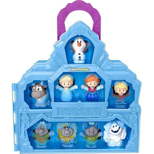 Mattel Fisher-Price Little People Toddler Toy Disney Frozen Carry Along Castle Case Playset with Figures for Pretend Play Kids Ages 18+ Months​