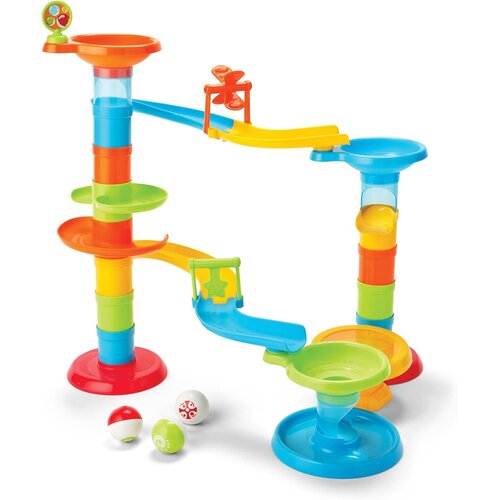 Kidoozie Kidoozie Drop N' Roll Raceway – 30-Piece Marble Run-Style Ball Tower with 3 Colorful Balls – Ages 12 Months+